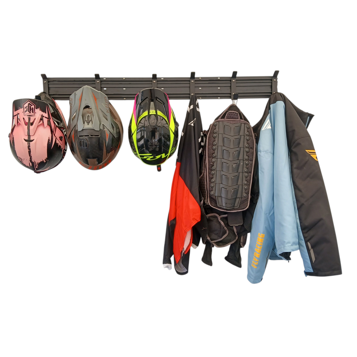 WRP Premium Bundle-3 Helmet 3 Coat Rack Enclosed Trailer Wall Mounted Accessory Kit